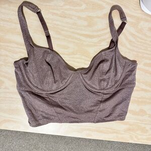 Sparkle Gilly Hicks Crop Top | Corset Bustier Style | Hollister Mauve Tan